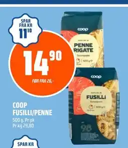 Coop Obs COOP FUSILLI/PENNE, NOK 14.9 tilbud