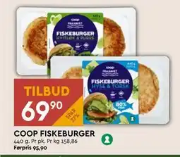 Coop Mega COOP FISKEBURGER, NOK 69.9 tilbud