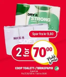 Coop Extra COOP TOALETT-/TØRKEPAPIR, NOK 70 tilbud