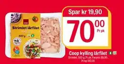 Coop Extra Coop kylling lårfilet, NOK 70 tilbud