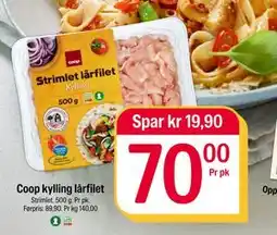 Coop Extra Coop kylling lårfilet, NOK 70 tilbud