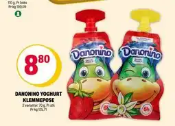 Coop Extra DANONINO YOGHURT KLEMMEPOSE, NOK 8.8 tilbud