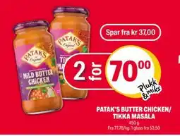 Coop Extra PATAK’S BUTTER CHICKEN/ TIKKA MASALA, NOK 70 tilbud
