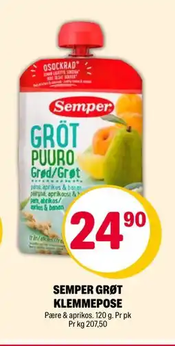 Coop Extra SEMPER GRØT KLEMMEPOSE, NOK 24.9 tilbud