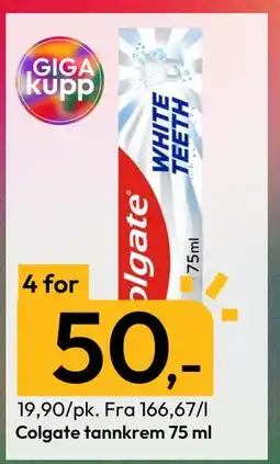 Gigaboks Colgate tannkrem 75 ml, NOK 50 tilbud