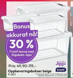 Gigaboks Oppbevaringsbokser beige tilbud