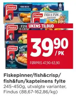 Meny Fiskepinner/fish&crisp/ fish&fun/kapteinens fylte, NOK 39.9 tilbud