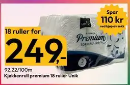 Gigaboks Kjøkkenrull premium 18 ruller Unik, NOK 249 tilbud