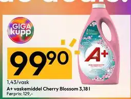 Gigaboks A+ vaskemiddel Cherry Blossom 3,18 l, NOK 99 tilbud