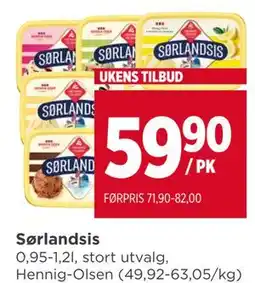 Meny Sørlandsis, NOK 59.9 tilbud