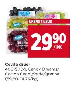 Meny Cevita druer, NOK 29.9 tilbud