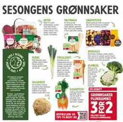 Meny VELG FRITT BLANT UTVALGTE GRØNNSAKER tilbud