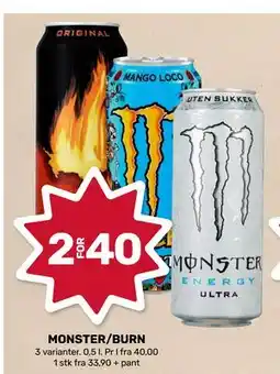 Matkroken MONSTER/BURN, NOK 40 tilbud