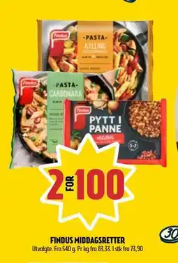 Coop Prix FINDUS MIDDAGSRETTER, NOK 100 tilbud