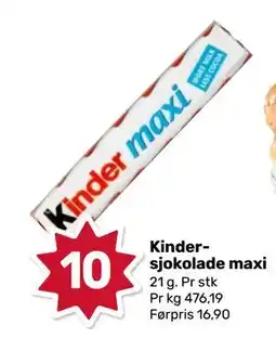 Matkroken Kindersjokolade maxi, NOK 10 tilbud