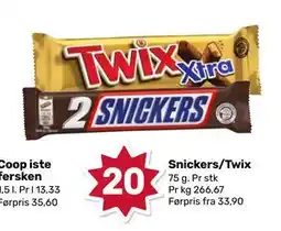 Matkroken Snickers/Twix, NOK 20 tilbud