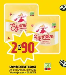 Coop Prix SYNNØVE SKIVET GULOST, NOK 90 tilbud