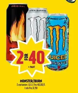 Coop Prix MONSTER/BURN, NOK 40 tilbud