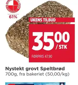 Meny Nystekt grovt Speltbrød tilbud