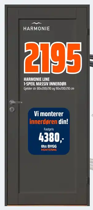 Obs Bygg Harmonie line 1-speil massiv innerdør tilbud