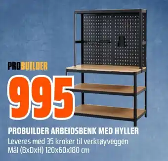 Obs Bygg PROBUILDER Arbeidsbenk med hyller tilbud