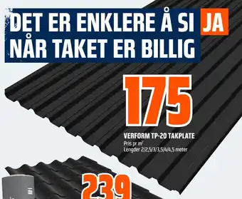 Obs Bygg Verform tp-20 takplate tilbud