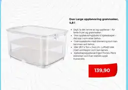 Clas Ohlson Duo Large oppbevaring grønnsaker, 4,81 tilbud