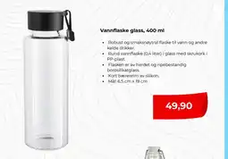Clas Ohlson Vannflaske glass tilbud