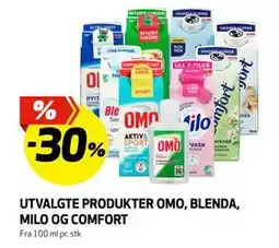 Bunnpris UTVALGTE PRODUKTER OMO, BLENDA, MILO OG COMFORT tilbud