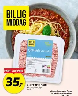 Bunnpris KJØTTDEIG SVIN, NOK 35 tilbud