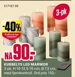 Europris KUBBELYS LED MARMOR, NOK 90 tilbud