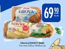 Rema 1000 FRIA GLUTENFRITT BRØD, NOK 69.9 tilbud