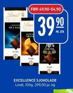 Rema 1000 EXCELLENCE SJOKOLADE, NOK 39.9 tilbud