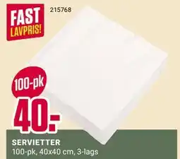Europris SERVIETTER, NOK 40 tilbud