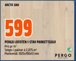 Obs Bygg PERGO LOFOTEN 1-STAV PARKETTGULV, NOK 599 tilbud