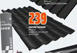 Obs Bygg VERFORM TAKPANNE, NOK 239 tilbud