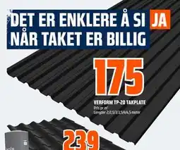 Obs Bygg VERFORM TP-20 TAKPLATE, NOK 175 tilbud