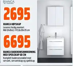 Obs Bygg BIANCA BADEROMSINNREDNING MED SPEILSKAP 60 CM, NOK 6695 tilbud