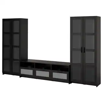 IKEA Brimnes tv-løsning med vitrinedører, svart, 340x41x190 cm tilbud