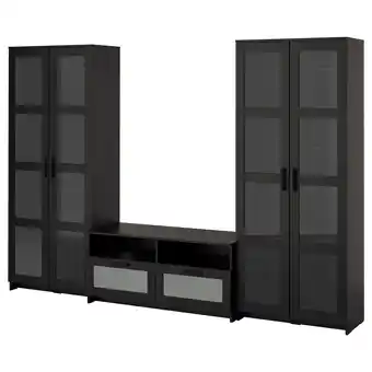 IKEA Brimnes tv-løsning med vitrinedører, svart, 280x41x190 cm tilbud