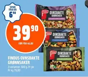 Coop Obs FINDUS OVNSBAKTE GRØNNSAKER, NOK 39.9 tilbud
