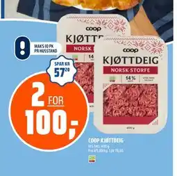 Coop Obs COOP KJØTTDEIG, NOK 100 tilbud