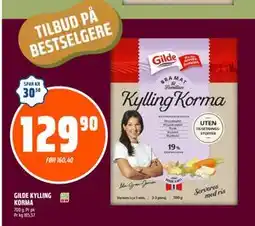 Coop Obs GILDE KYLLING KORMA, NOK 129.9 tilbud