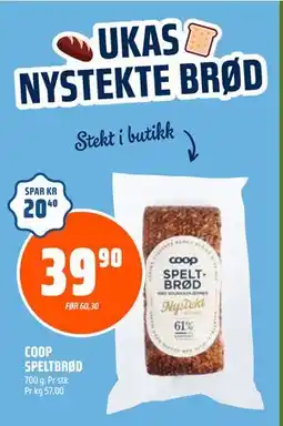 Coop Obs COOP SPELTBRØD, NOK 39.9 tilbud