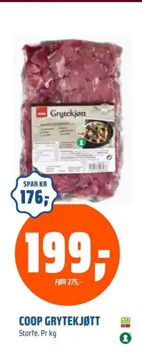 Coop Obs COOP GRYTEKJØTT, NOK 199 tilbud
