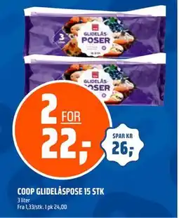 Coop Obs COOP GLIDELÅSPOSE 15 STK, NOK 22 tilbud