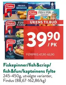 Jacobs Fiskepinner/fish&crisp/ fish&fun/kapteinens fylte, NOK 39.9 tilbud