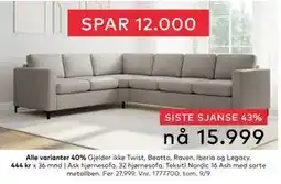Skeidar Ask hjørnesofa, 32 hjørnesofa., NOK 15999 tilbud
