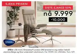 Skeidar Stressless London (M) lenestol m.reg nakke, NOK 9999 tilbud