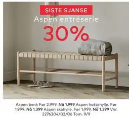 Skeidar Aspen benk tilbud